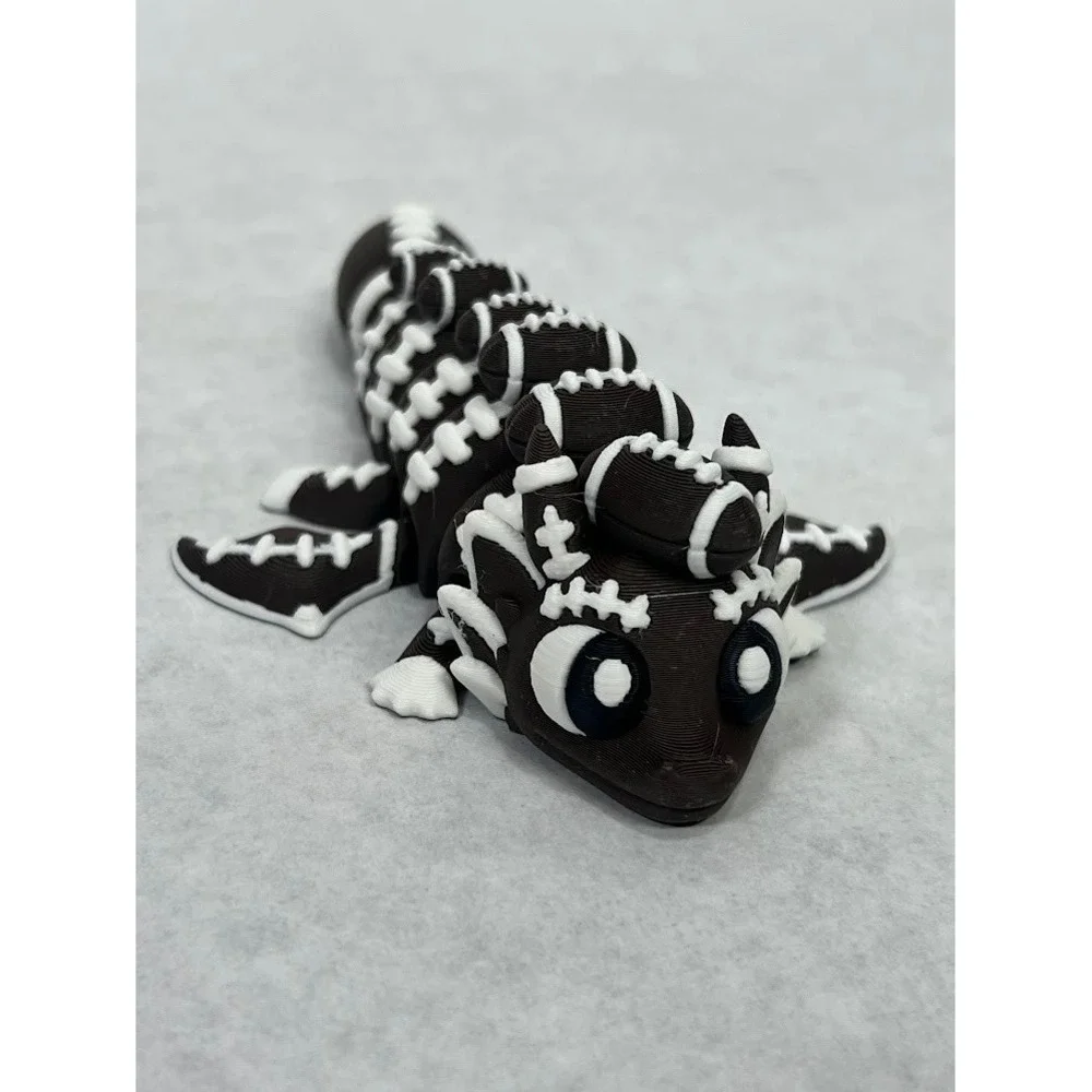 Cylix 3D Football Dragon Articulated Fidget Toy Brown White Sports Collectible